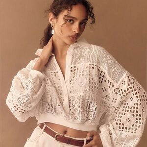 NWT Pilcro Cutwork Bubble Sleeve Shirt - Size L